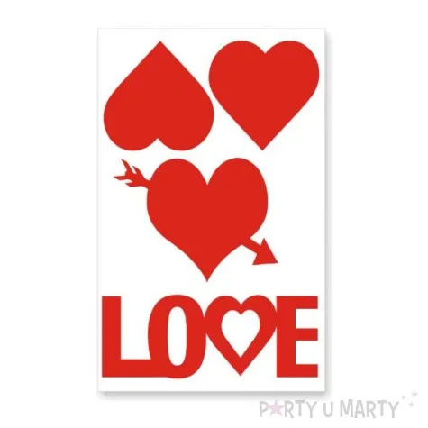 naklejki party serca duze i napis love mix 4 szt