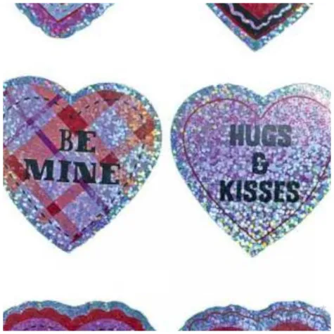 naklejki party serca holograficzne z napisami mix 6 szt