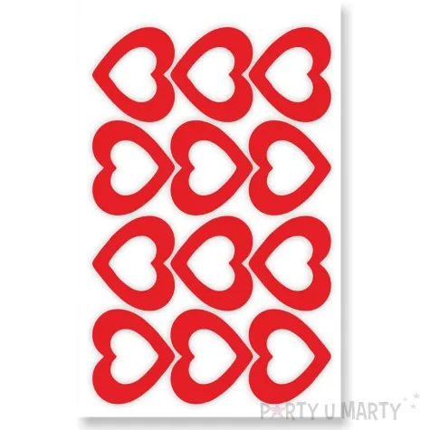 naklejki party serca ko czerwone 12 szt