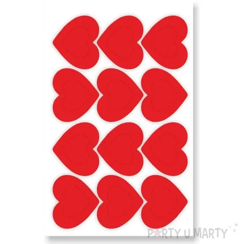 naklejki party serca ko czerwone 12 szt