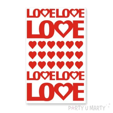 naklejki party serca male i napis love mix 24 szt