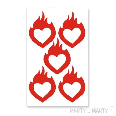 naklejki party serca z plomieniem mix 10 szt