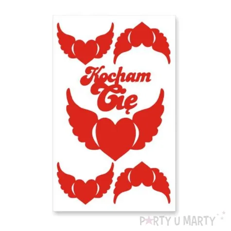 naklejki party serca ze skrzydlami mix 6 szt