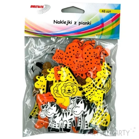 naklejki piankowe dzikie zwierzeta safari mix brewis 50 szt