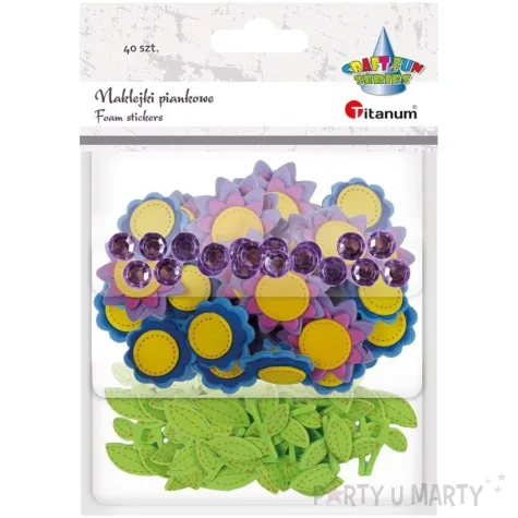 naklejki piankowe kwiatki 3d i liscie titanum 40 szt