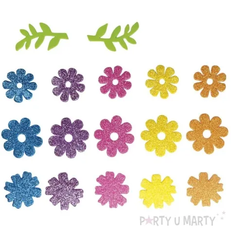 naklejki piankowe kwiatki brokatowe i listki titanum 57 szt