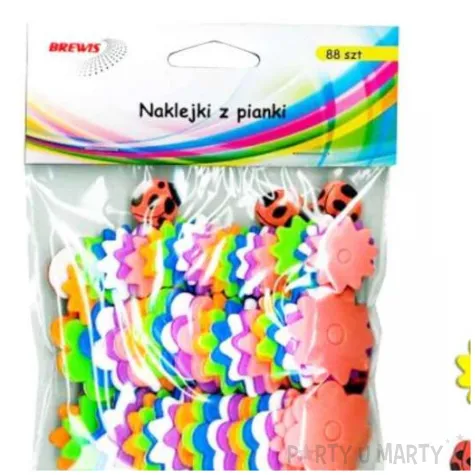 naklejki piankowe kwiatki i biedronki mix brewis 88 szt