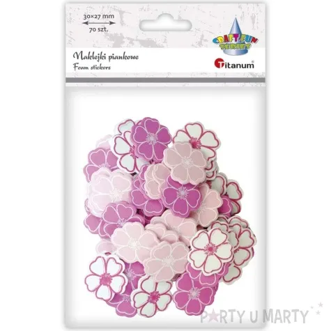 naklejki piankowe kwiaty z akcentem rozowy titanum 70 szt