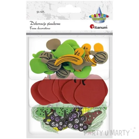 naklejki piankowe owoce warzywa i orzechy titanum 51 szt