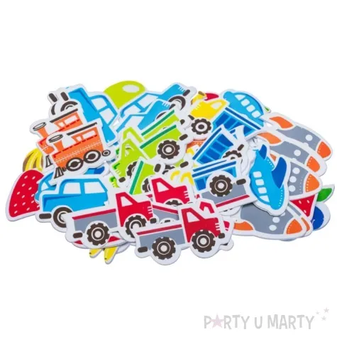 naklejki piankowe pojazdy samochody ciuchcie i samoloty mix brewis 36 szt