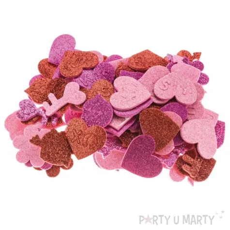 naklejki piankowe serca i klucze brokatowe rozowo czerwony brewis 75 szt