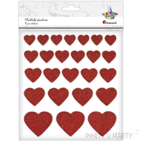 naklejki piankowe serca w brokacie titanum 25 szt