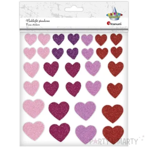 naklejki piankowe serduszka mix titanum 32 szt