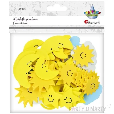 naklejki piankowe slonce gwiazdy ksiezyc i chmurki titanum 60 szt