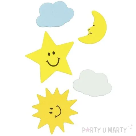 naklejki piankowe slonce gwiazdy ksiezyc i chmurki titanum 60 szt