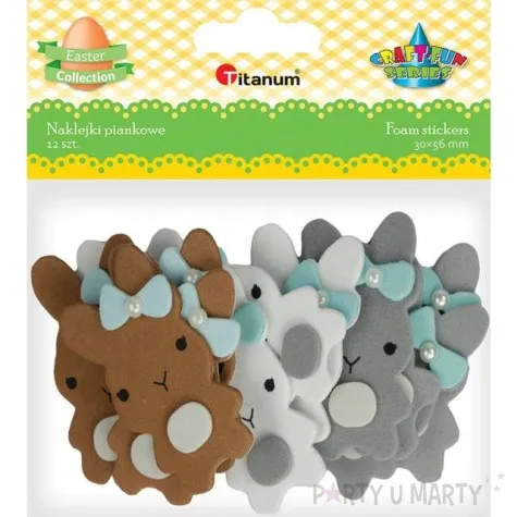 naklejki piankowe wielkanocne kroliki titanum 12 szt