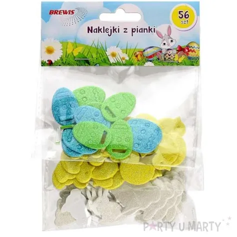 naklejki piankowe wielkanocne pisanki kroliki i kurczaki brewis 56szt