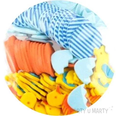 naklejki piankowe wielkanocne pisanki w paski i pisklaki brewis 75 szt