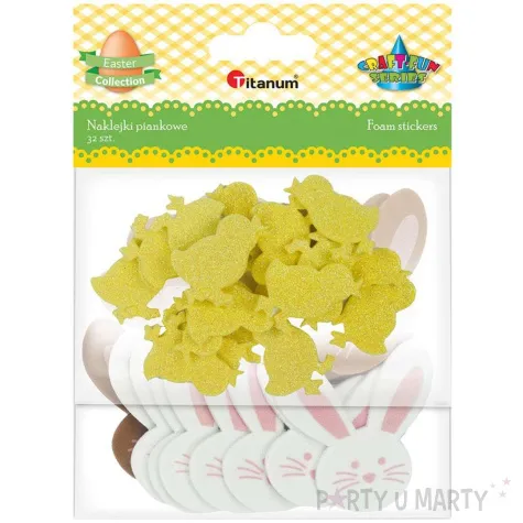 naklejki piankowe wielkanocne zwierzeta titanum 32 szt