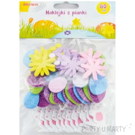 naklejki piankowe wielkanocny mix z kwiatkami brewis 80 szt