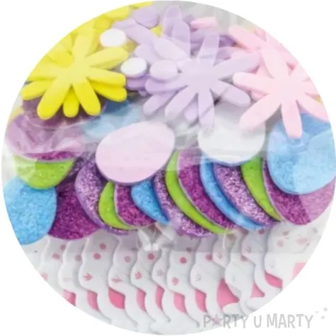 naklejki piankowe wielkanocny mix z kwiatkami brewis 80 szt