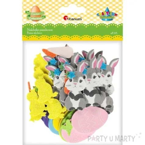 naklejki piankowe zajaczek i pisanki titanum 48 szt