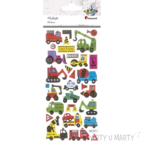 naklejki pojazdy budowlane wypukle mix titanum 30 szt