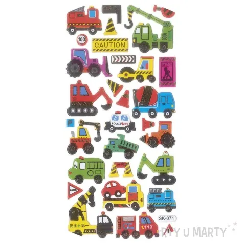 naklejki pojazdy budowlane wypukle mix titanum 30 szt