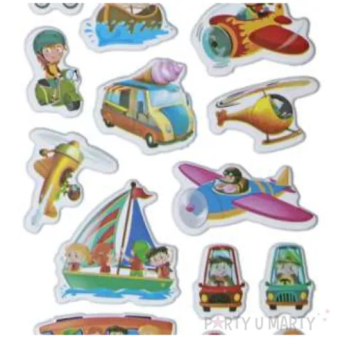 naklejki pojazdy jezdzace i dzieci wypukle mix titanum 20 szt