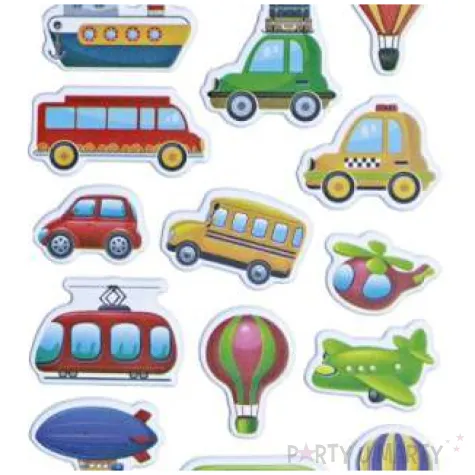 naklejki pojazdy jezdzace i latajace wypukle mix titanum 21 szt