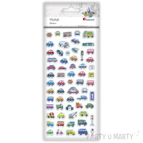 naklejki pojazdy jezdzace i znaki drogowe wypukle mix titanum 62 szt