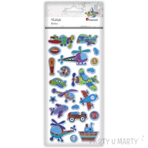 naklejki pojazdy latajace w chmurach wypukle mix titanum 21 szt