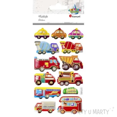 naklejki pojazdy miejskie wypukle mix titanum 14 szt