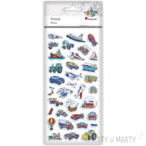 naklejki pojazdy rozne wypukle mix titanum 34 szt