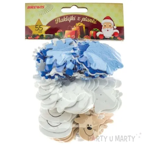 naklejki reniferki i balwanki piankowe z brokatem brewis 55 szt