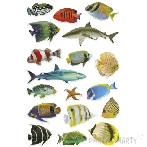 naklejki ryby kolorowe mix titanum 18 szt
