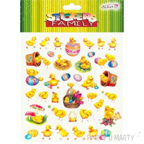 naklejki samoprzykepne wielkanocne kurczaczki i pisanki aliga 37 szt