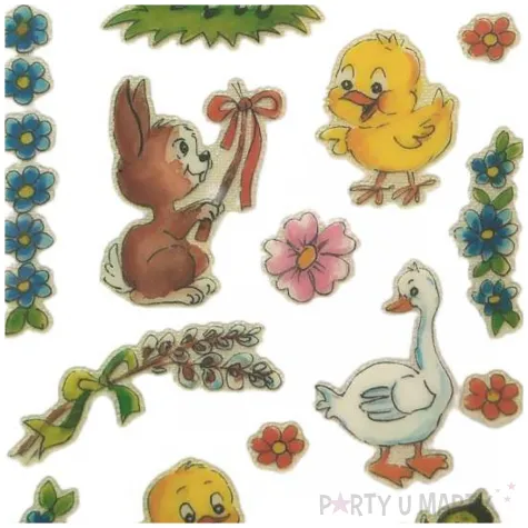 naklejki samoprzylepne wielkanocne kwiatki i zwierzatka brewis 23 szt