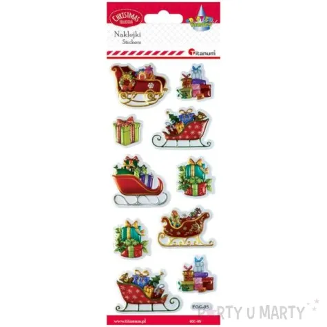 naklejki sanki swiateczne mix titanum 10 szt