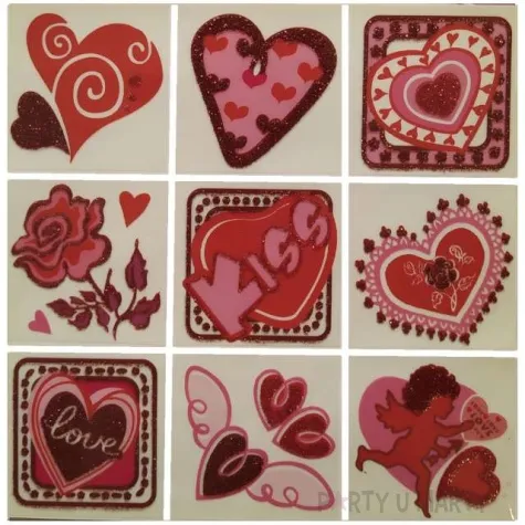 naklejki serca z brokatem kiss brewis 9 szt