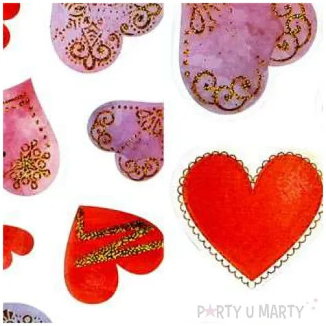 naklejki serduszka z brokatowym ornamentem mix titanum 18 szt