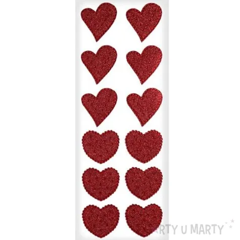 naklejki serduszka z krysztalkami czerwone titanum 12 szt