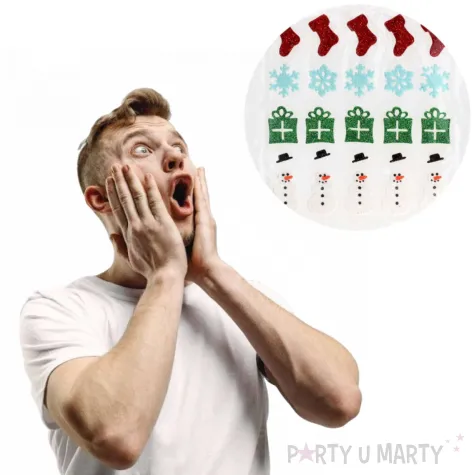 naklejki swiateczne wzory piankowe z brokatem brewis 20 szt