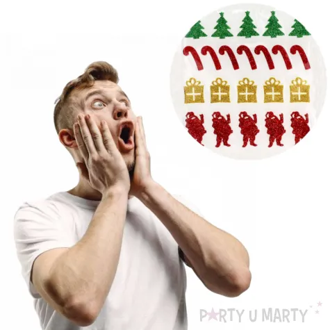 naklejki swiateczne wzory piankowe z brokatem brewis 22 szt