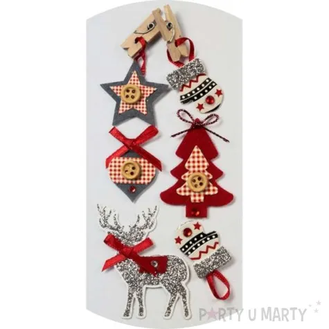 naklejki swiateczne zawieszki z kokardkami 3d mix titanum 6 szt