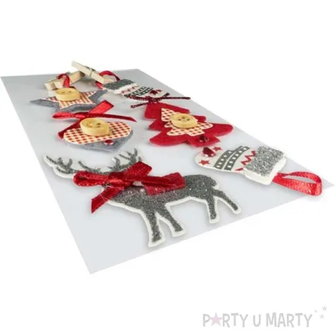 naklejki swiateczne zawieszki z kokardkami 3d mix titanum 6 szt