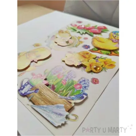 naklejki trojwymiarowe wielkanocne kurczaczki i kwiaty brewis