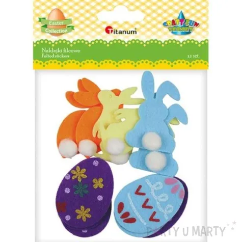 naklejki wielkanoc kolorowe zajaczki i pisanki titanum 12 szt