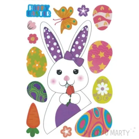 naklejki wielkanoc zajaczek pisanki elektrostatyczne titanum 14 szt
