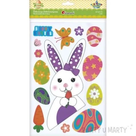 naklejki wielkanoc zajaczek pisanki elektrostatyczne titanum 14 szt